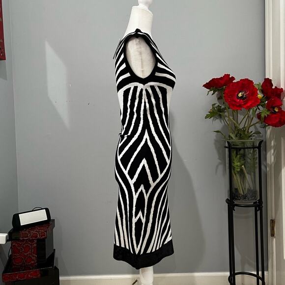 NEW INC Stripe Colorblock Iridescent Sequins Two Tone Bateau Knit Midi Dress NWT - Picture 6 of 16